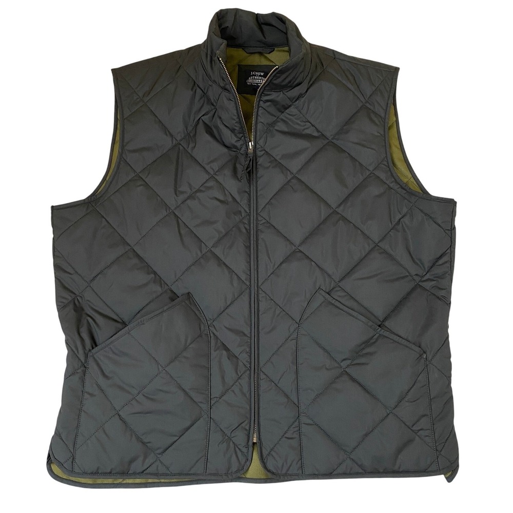 J. Crew Factory Walker Quilted Vest Men XL Utility Patch Pocket Fall Preppy